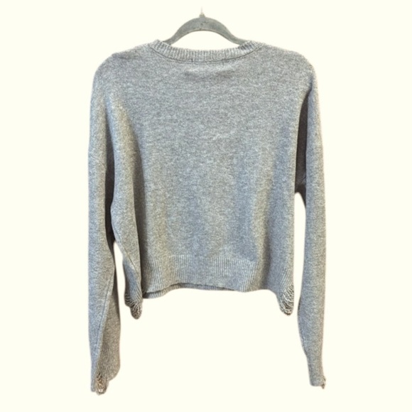 Wildfox Gray Sweater NWT embroider Roasty & Toasty light intentional distress M - Picture 2 of 15